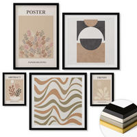 WANDBILDER 5er-Set - 50x50 cm & 20x30 cm & 40x60 cm Schwarzer Rahmen - Abstrakte Formenmuster - Schwarz, Kunststoff (40/60cm) - ArtPrintCave