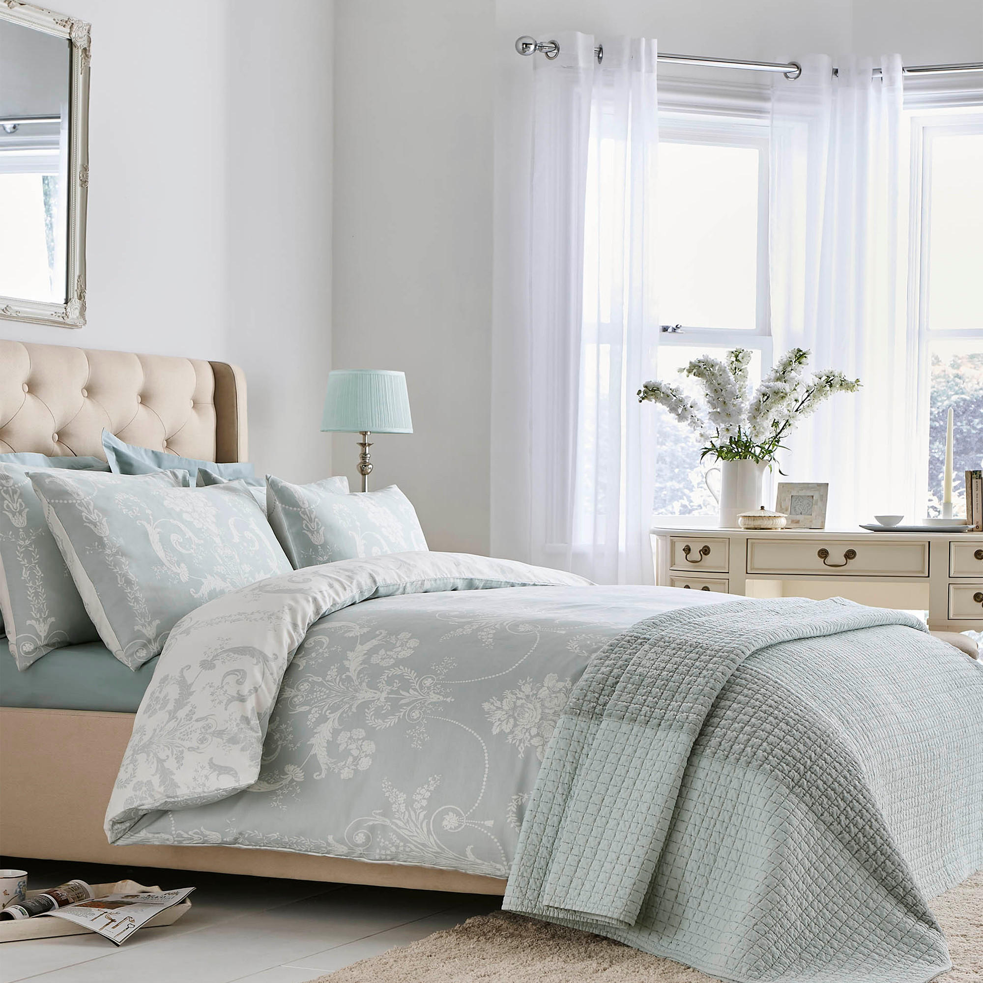 BETTWÄSCHE Josette Duckegg 200cm x 200cm - Smaragdgrün/Blau, Textil (200/200cm) - LAURA ASHLEY