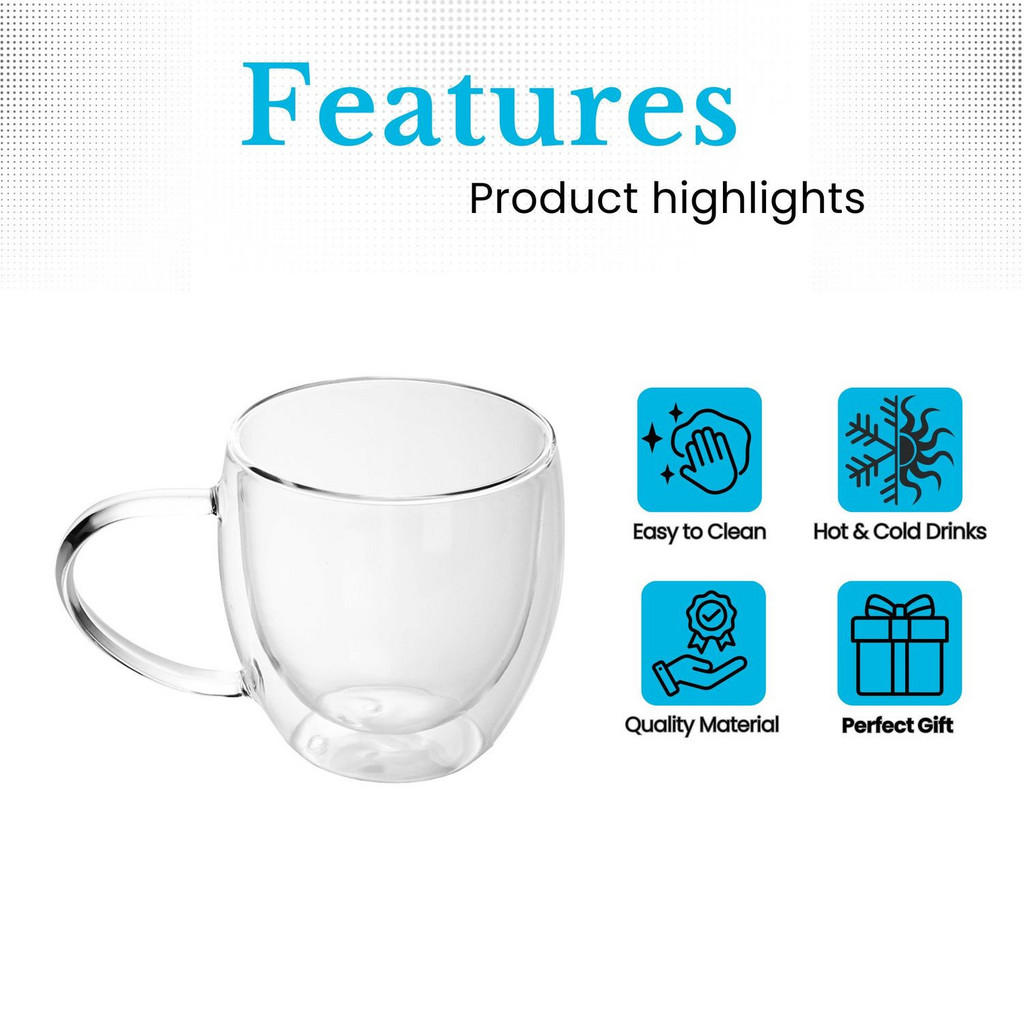 Thumbnail - Intirilife Kaffeeglas, Transparent, Glas, 0.15 L, doppelwandig, Essen & Trinken, Gläser, Gläser-Sets