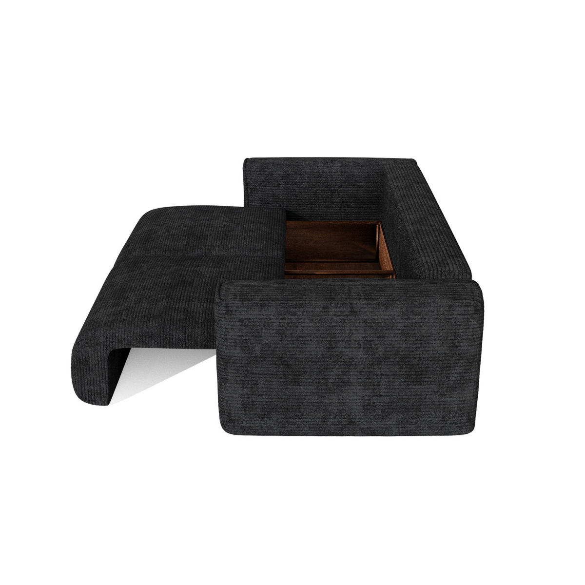 SCHLAFSOFA mit Stauraum COMO Cord Schwarz 254cm - Schwarz, Textil (254/78/95cm) - Premium Interiors