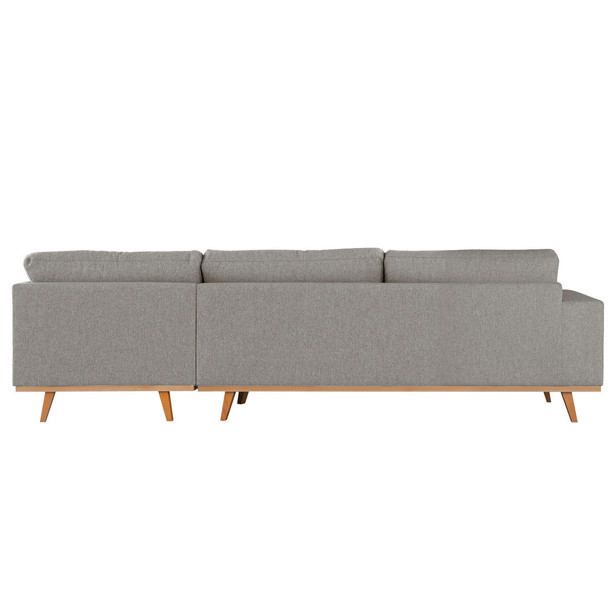 ECKSOFA mit Longchair - Graubraun/Buchefarben, Buchenholz/Textil (281/153cm) - home24