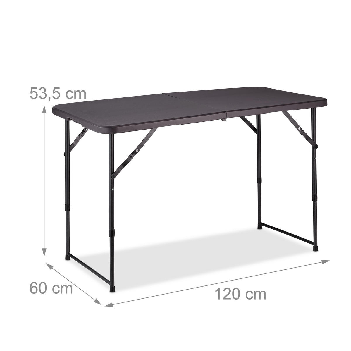 CAMPINGTISCH - Grau, Kunststoff/Metall (60/120/53.5cm) - Relaxdays