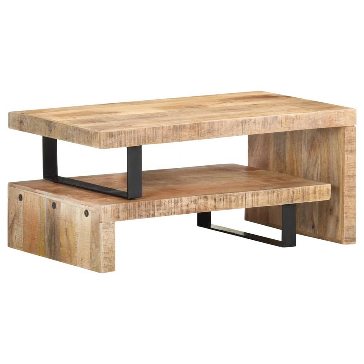 2-TLG. Couchtisch-Set Massivholz Mango - Braun, Holz (50/1/40cm) - furnicato