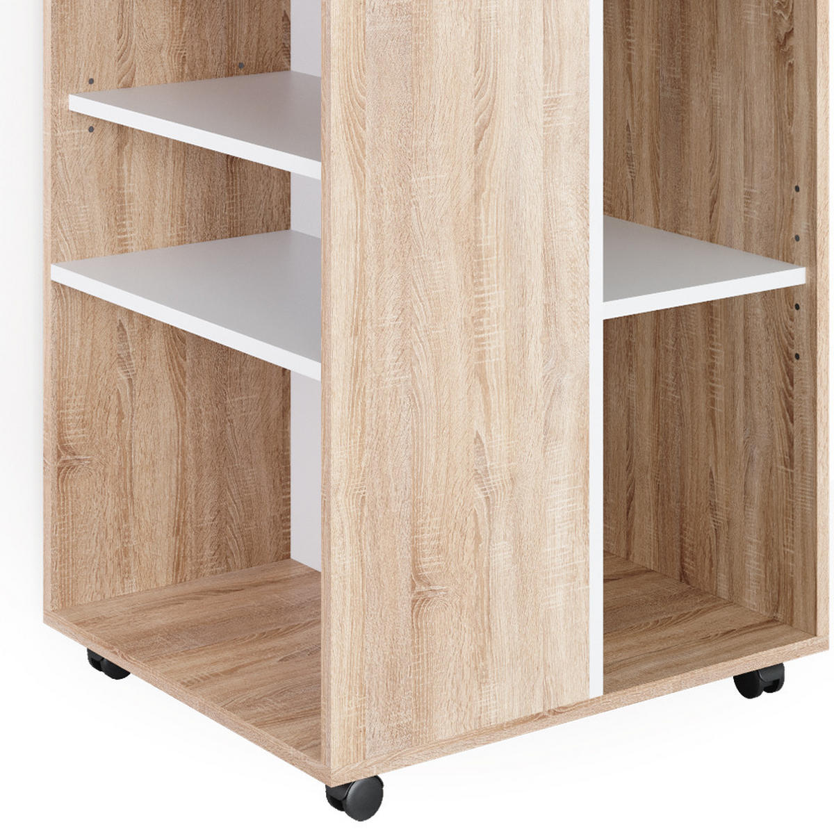 ROLLCONTAINER Sonoma 59.4 x 52.6 cm - Weiß/Sonoma Eiche, Holzwerkstoff (59.4/72/52.6cm) - Vicco