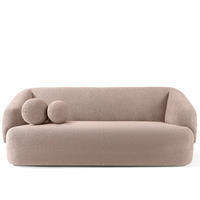 EINZELSOFA VIRA, Rosa, Bouclé - Pink/Schwarz, Holz/Holzwerkstoff (210/84/100cm) - KONSIMO®