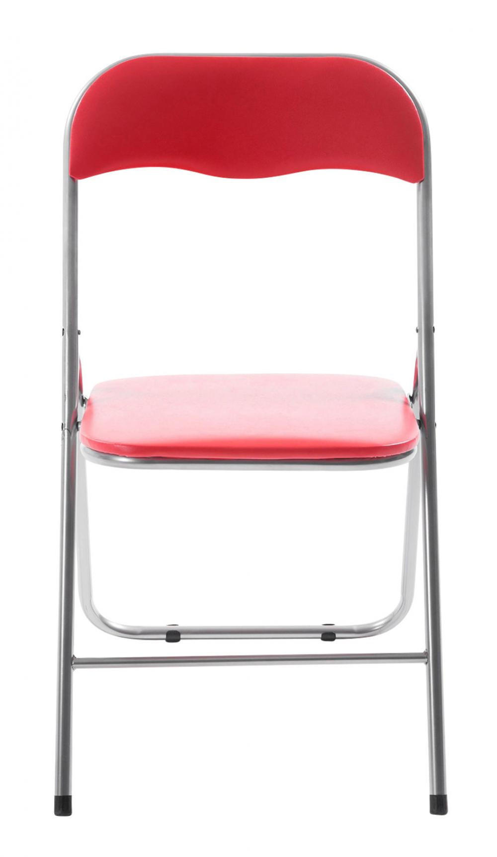 BESUCHERSTUHL Lederlook rot/silber - Silberfarben/Rot, Textil/Metall (45/78/45cm) - CLP