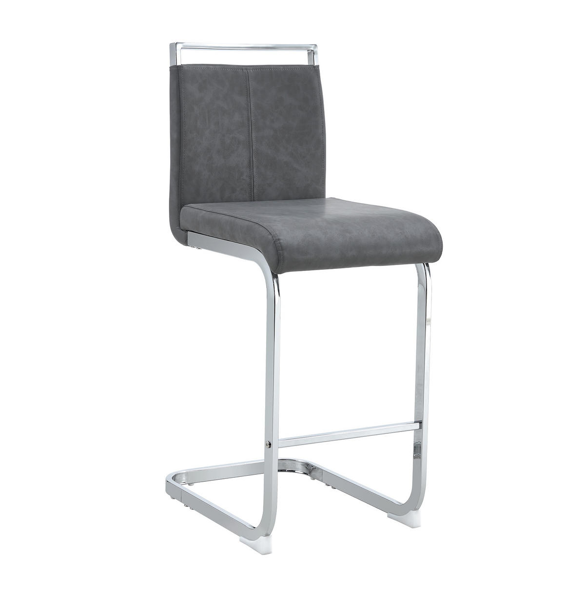 BARHOCKER 2er-Set 96,5 cm Dunkelgrau mit PU-Bezug - Dunkelgrau, Metall (46.5/96.5/38.9cm) - MIVRAY