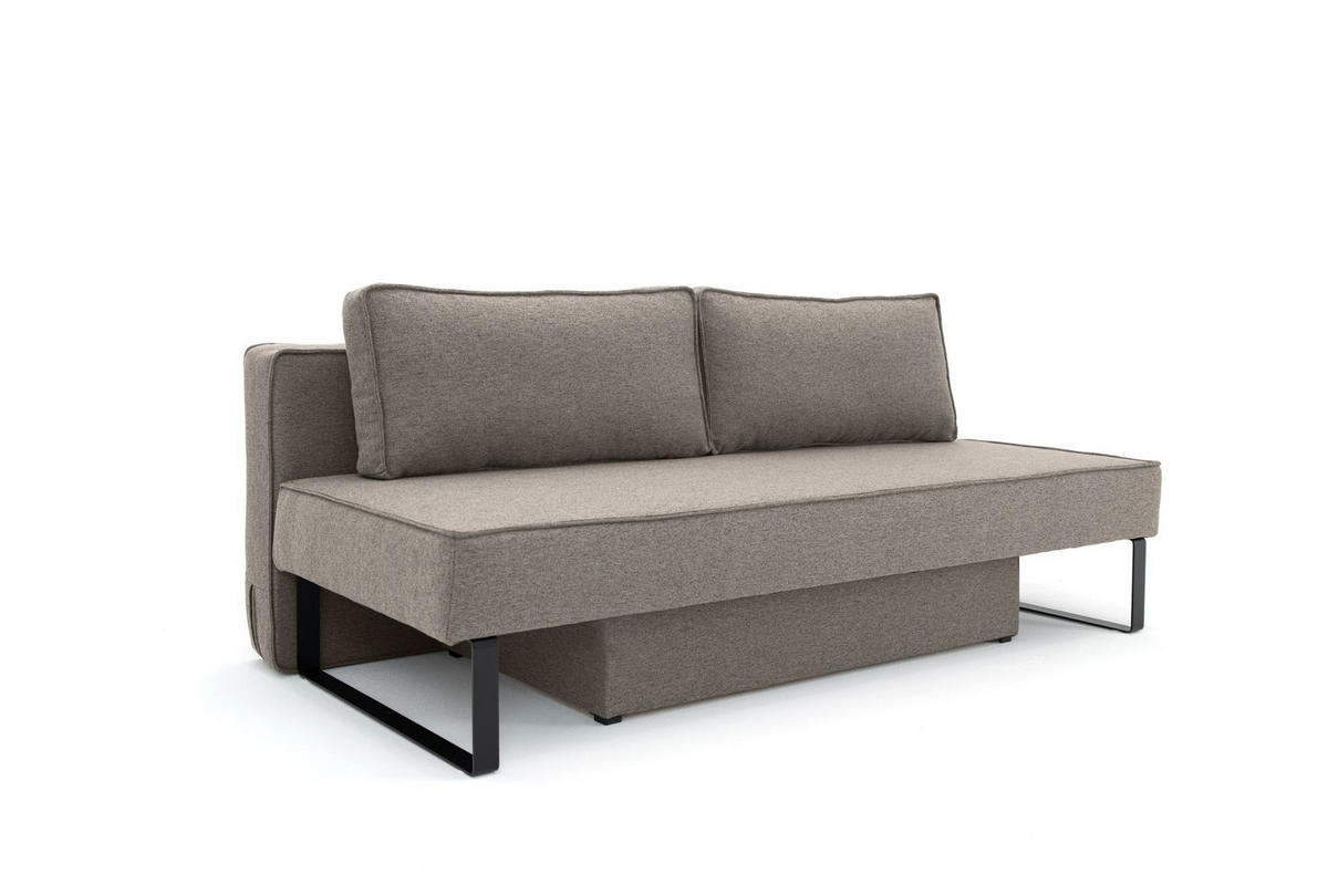 SCHLAFSOFA Mit Bettkasten NOMI, Stoff Faro, Hellbraun - Hellbraun, Holz (200/82/100cm) - Kaiser Möbel
