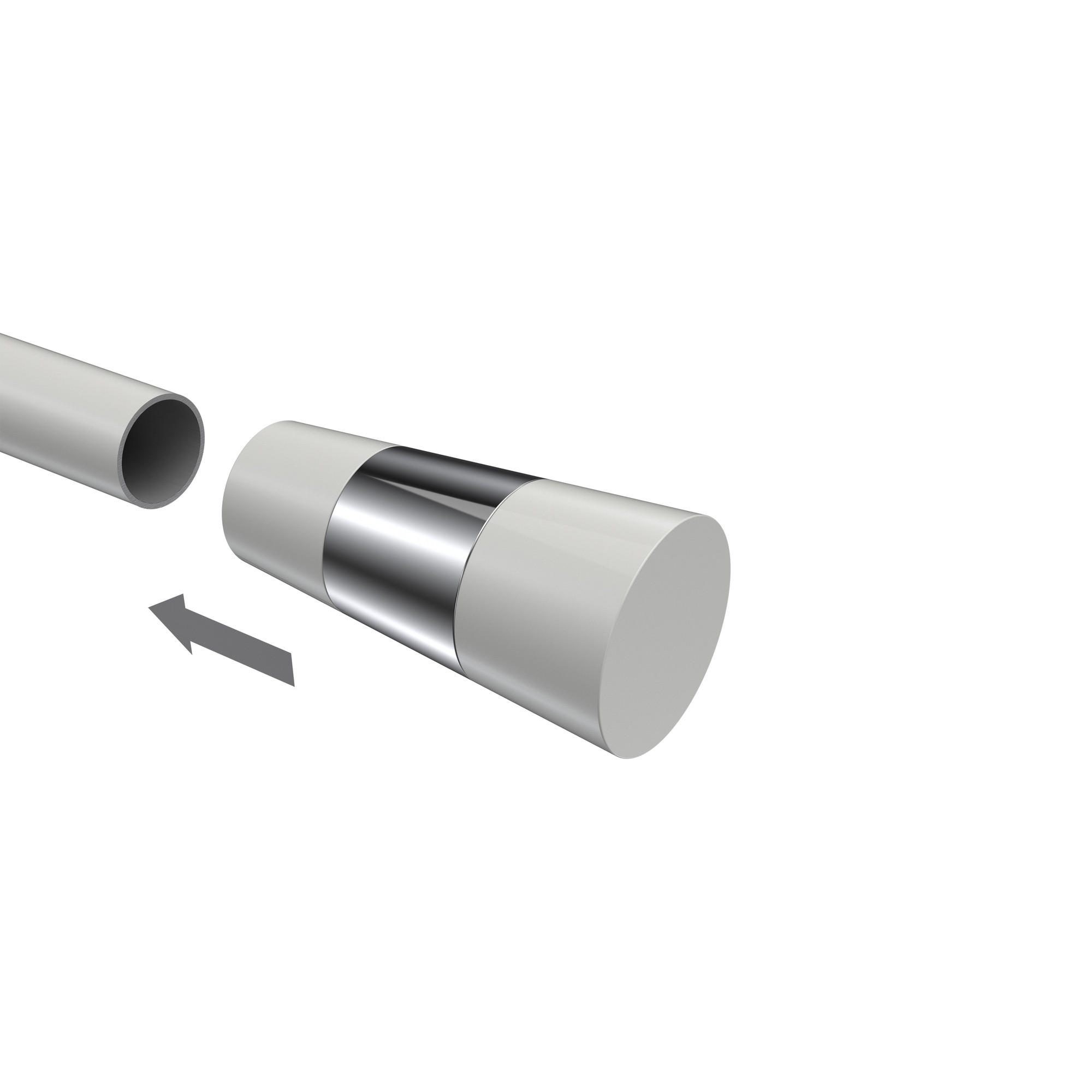 ENDSTÜCKE FÜR GARDINENSTANGEN 20 mm Ø, Tanara Weiß/Chrom, Packung 2 Stück - Chromfarben/Weiß, Metall (6.5/3.2/3.2cm) - INTERDECO