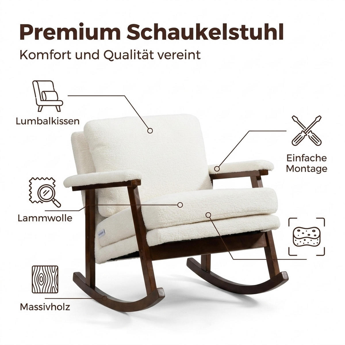 SCHAUKELSTUHL Weiß Samt - Weiß, Textil (73/80/83cm) - Oxeza