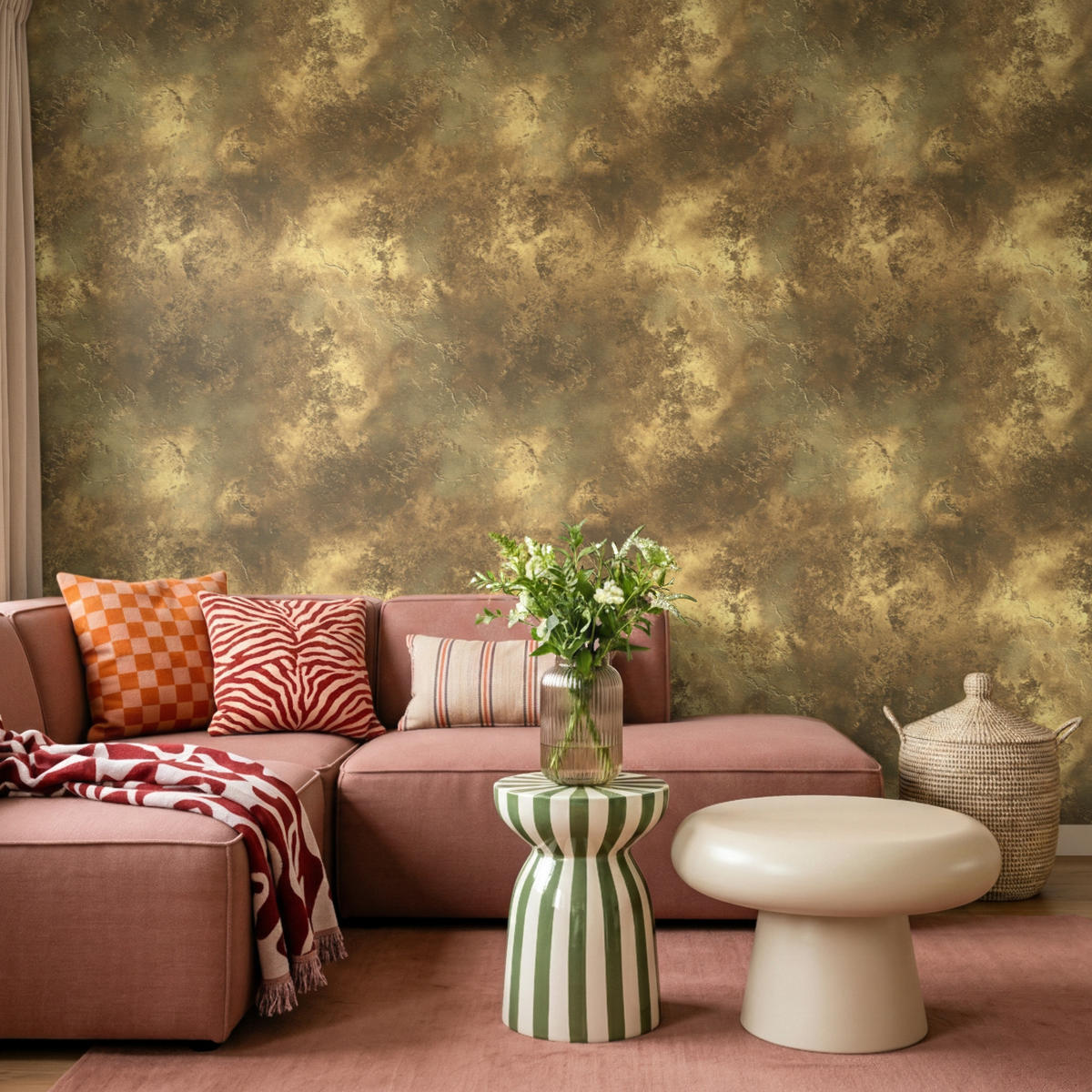 TAPETE - Antik - Metallic-Look - Gold - 300x220 cm - Messingfarben, Papier (300/220cm) - OnlyWow