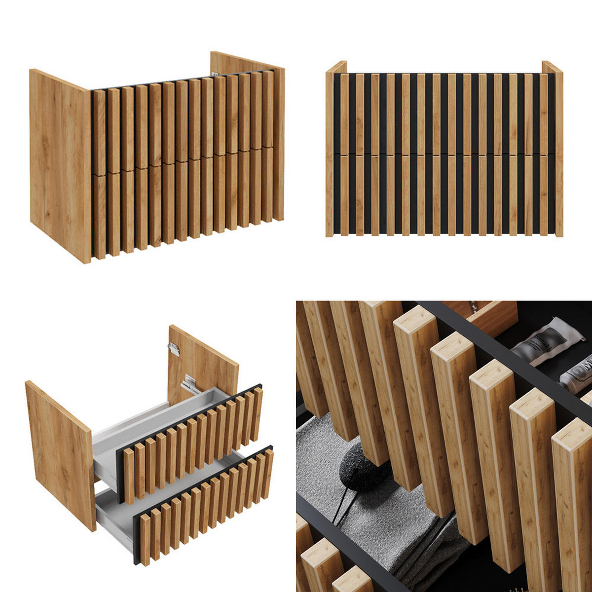 WASCHBECKENSCHRANK Lucca-107 - Braun, Holzwerkstoff (80/56/45cm) - Lomado