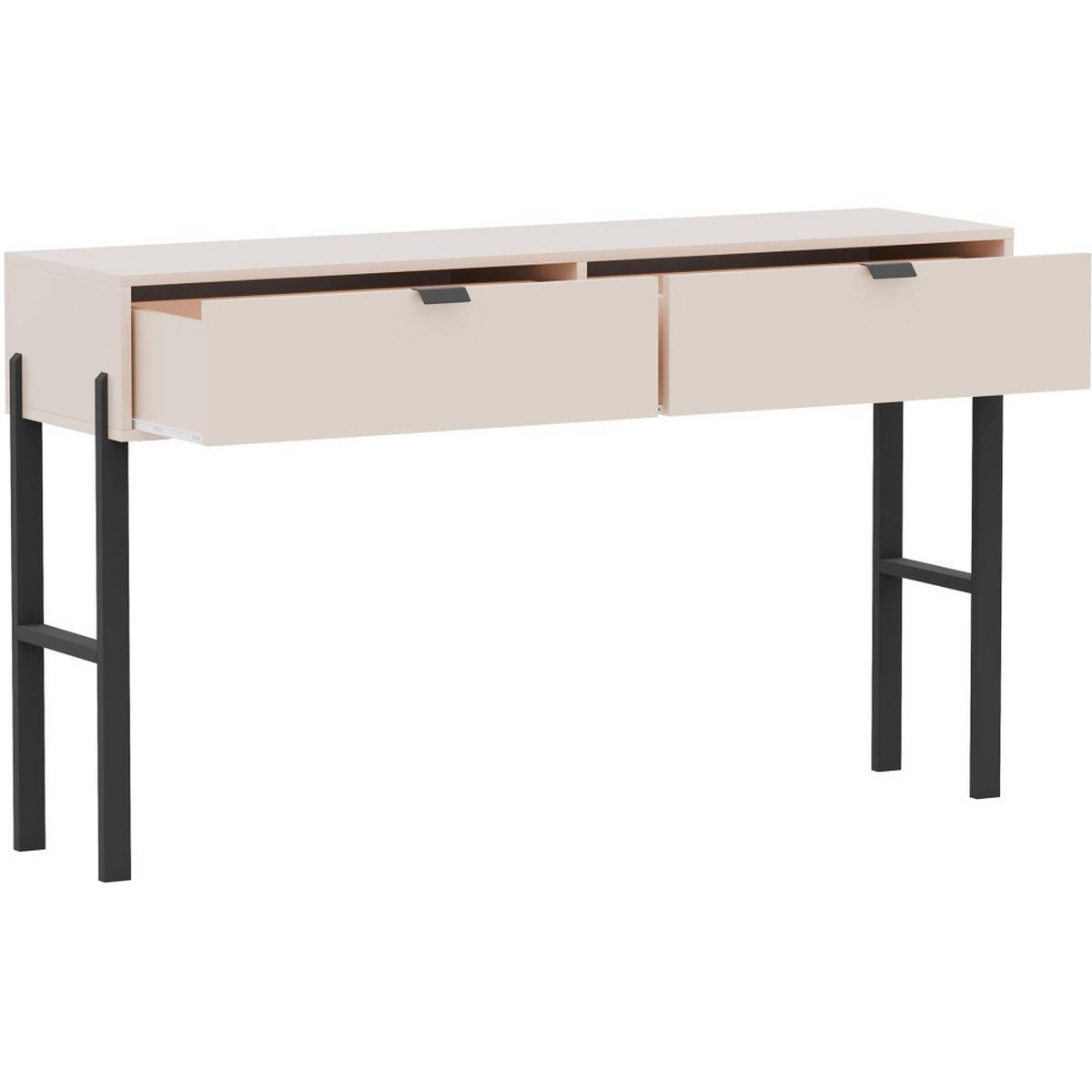 KONSOLENTISCH Cortina mit 2 Schubladen, Sandbeige - Sandfarben/Schwarz, Holzwerkstoff (37/160/83cm) - Beautysofa