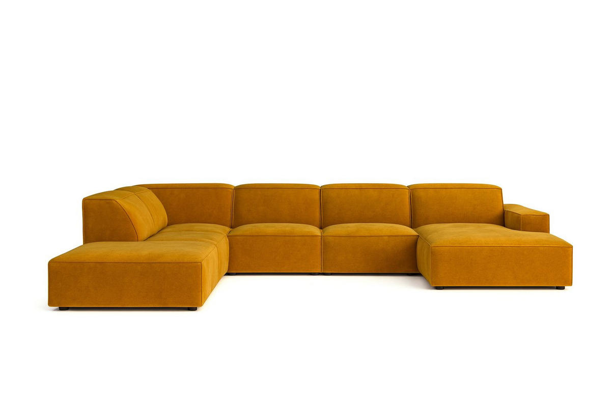 ECKSOFA Cursal V, Stoff Salvador, Gelb, Links - Gelb, Holz (364/262cm) - Kaiser Möbel