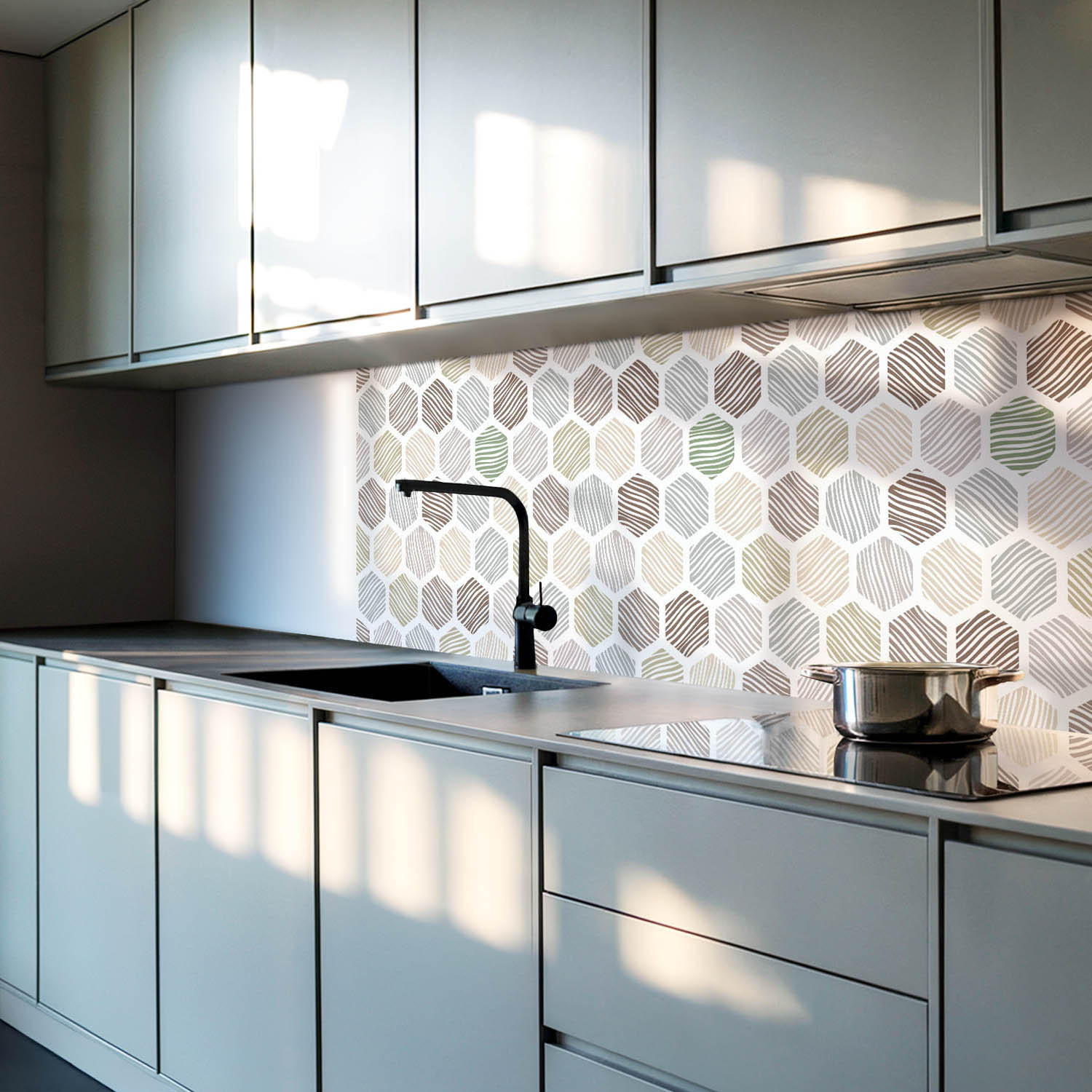 WANDPANEEL 4x 50x50 cm selbstklebend Linaria - Multicolor, Kunststoff (50/1.6/50cm) - Wallfluent