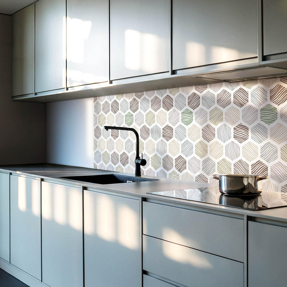 WANDPANEEL 4x 50x50 cm selbstklebend Linaria - Multicolor, Kunststoff (50/1.6/50cm) - Wallfluent