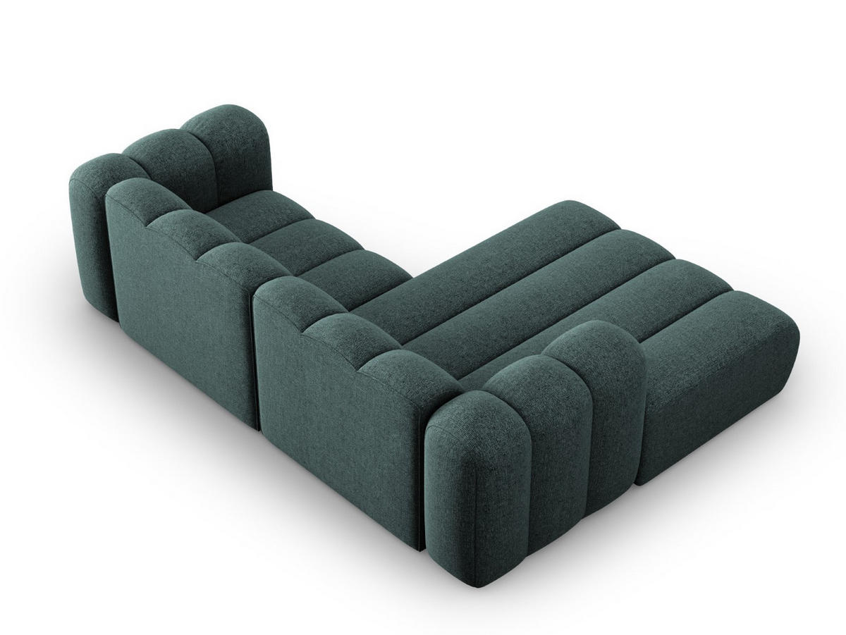 ECKSOFA modular links Lupine aus Chenille-Stoff petrol 3 Sitzplätze - Petrol, Textil (177/230cm) - Micadoni