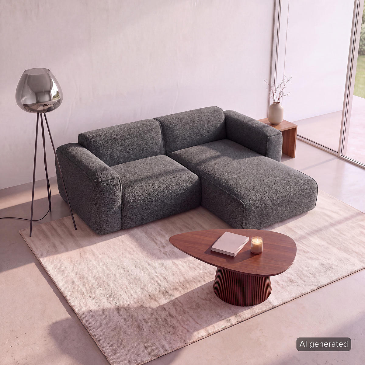 1,5-SITZER ECKSOFA mit Longchair - Anthrazit/Schwarz, Kunststoff/Textil (260/173cm) - home24