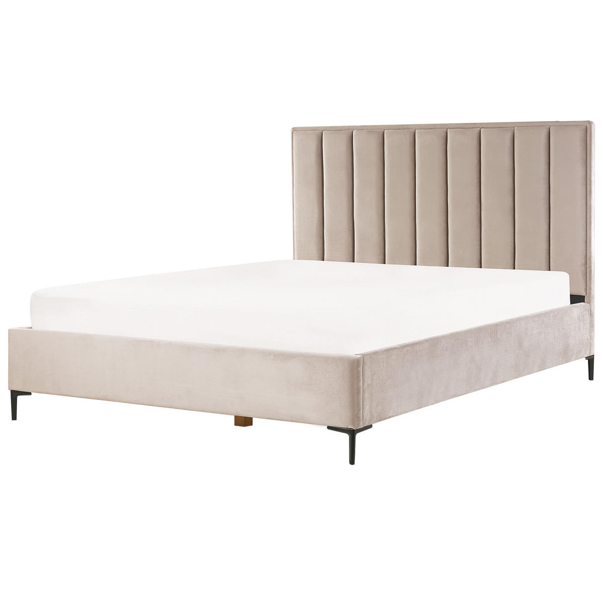 BETT mit Stauraum 180/200 cm Taupe Sezanne - Taupe/Schwarz, Textil (180/200cm) - Beliani