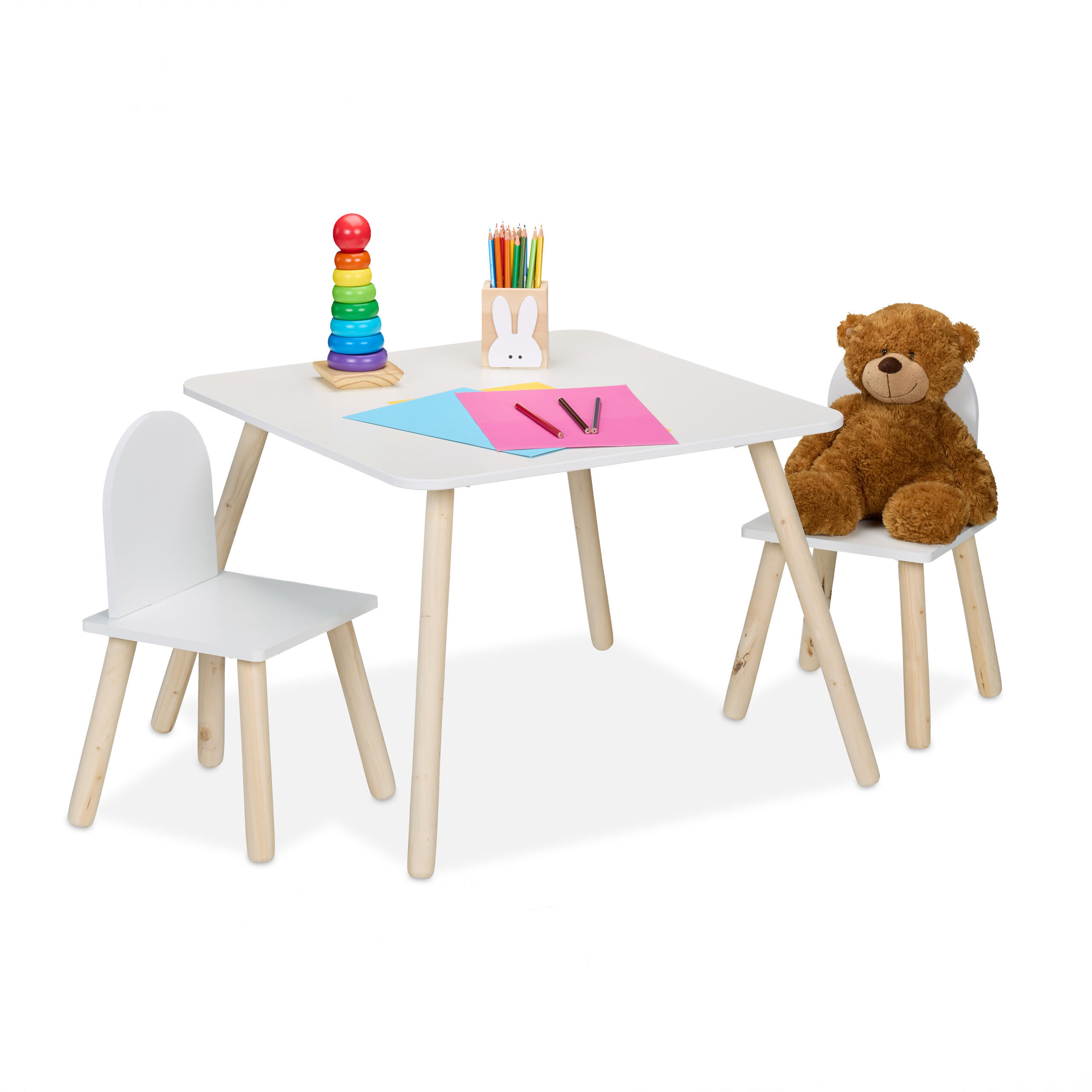 KINDERSITZGRUPPE - Multicolor, Holz/Holzwerkstoff (60/45/60cm) - Relaxdays
