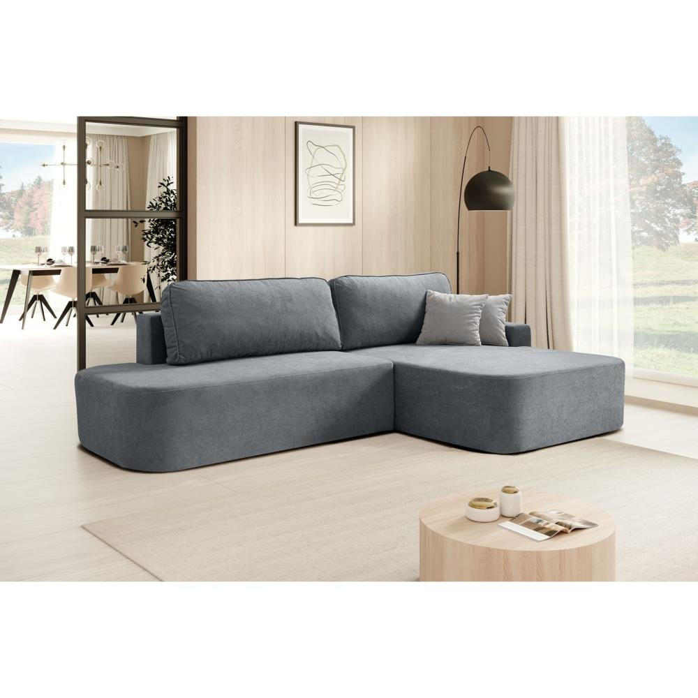 ECKSCHLAFSOFA Gavi grau velours rechts - Grau, Textil (269/171cm) - Beautysofa