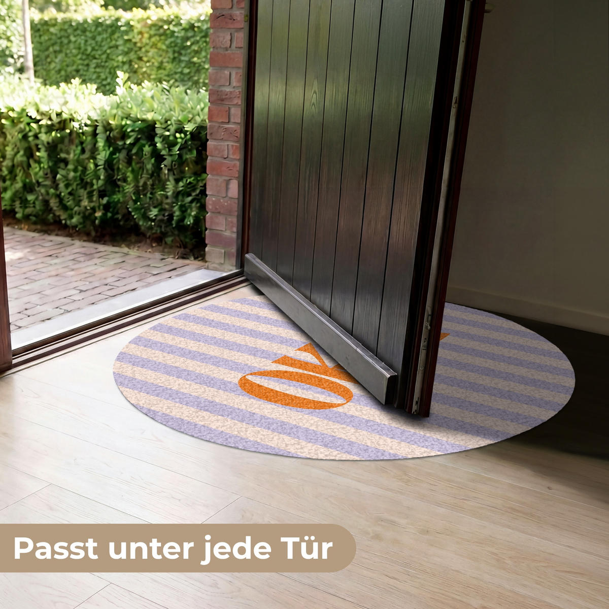 FUSSMATTE Lila – Orange – Streifen – Okay 90x90 cm - Flieder, Kunststoff (90/0.4cm) - MuchoWow