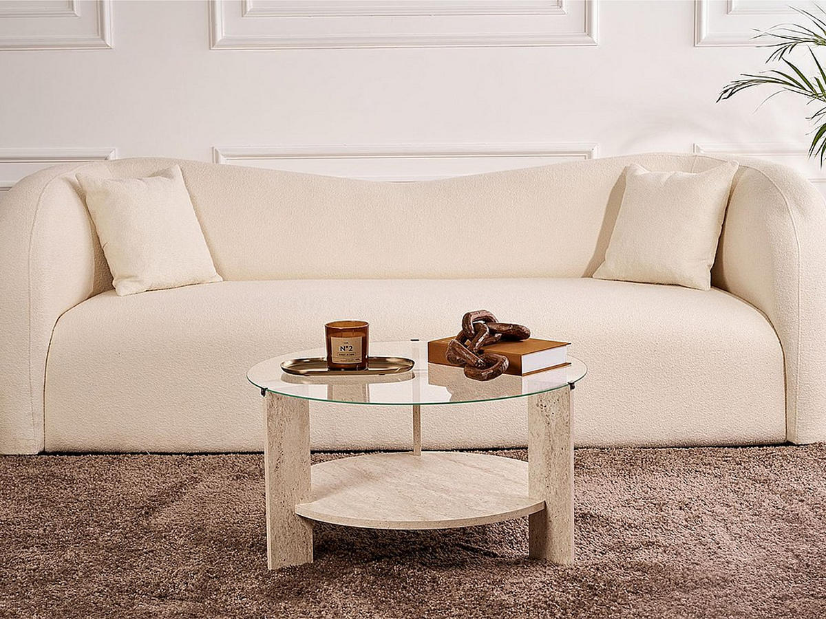 COUCHTISCH - 75 cm x 75 cm - holz - beige Senira - Beige, Glas/Holz (75/75/40cm) - Vente-Unique