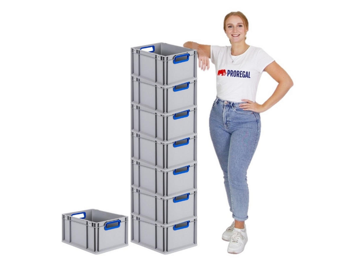 EUROBOX 8x Nextgen Color 22x30x40cm 20 Liter Griffe Blau Offen - Blau, Kunststoff (30/22/40cm) - PROREGAL