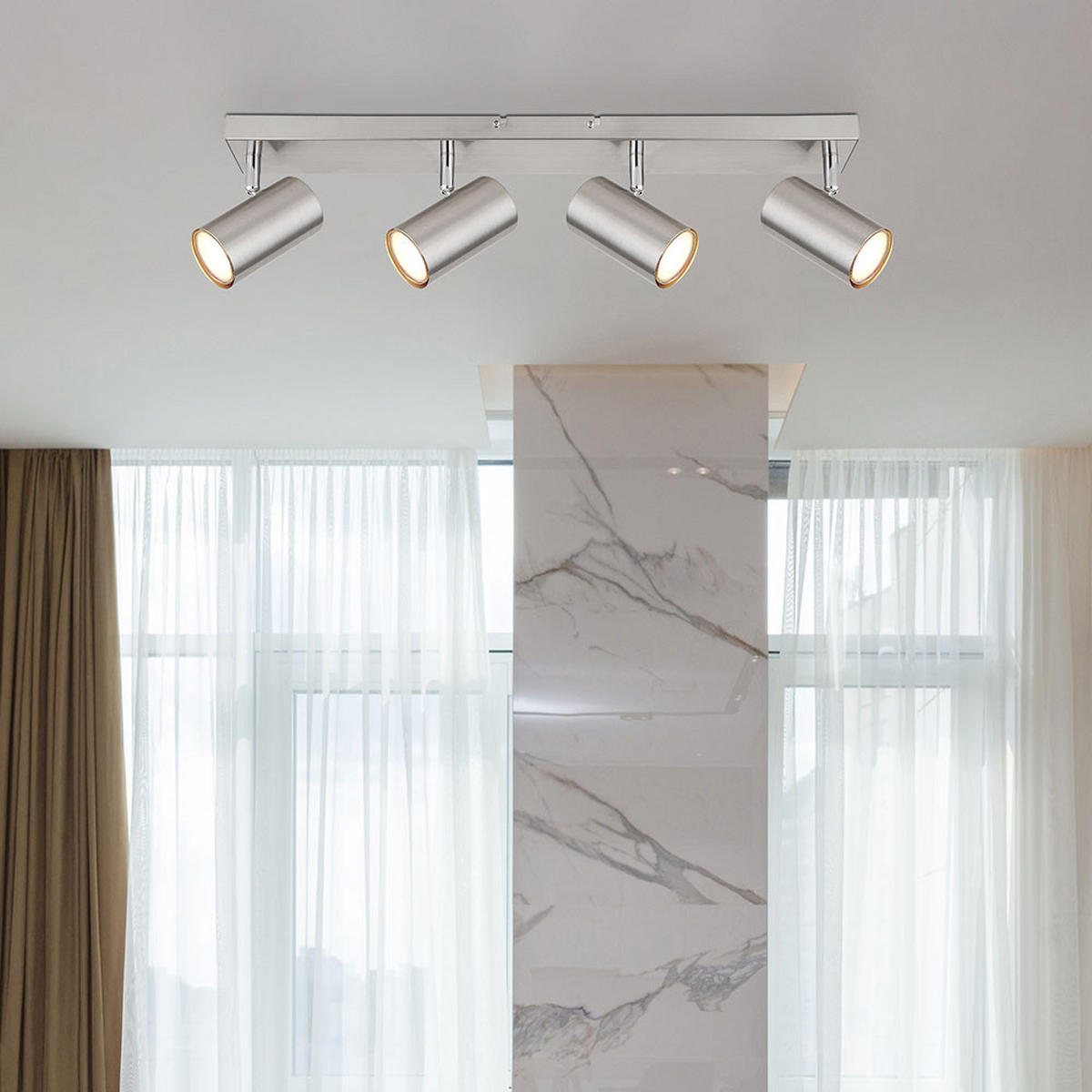 LED DECKENLEUCHTE Nickel Silber matt - Silberfarben, Metall (56/6/12cm) - Globo Lighting