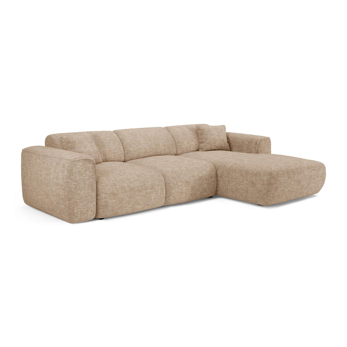 ECKSCHLAFSOFA Texturierter Samt Taupe 283cm - Taupe, Textil (283/180cm) - Sia Home