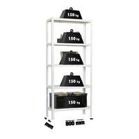 WOHNREGAL LIVING KOALA METAL mit 5 Fachböden | HxBxT 180x80x30cm | Fachlast 150kg | Weiß/Weiß - Silberfarben, Metall (80/180/30cm) - Sonstige