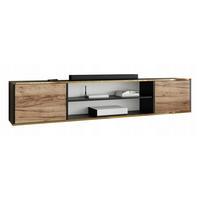 TV-LOWBOARD EDI GOLD 4 Schwarz/ Craft Gold Eiche – 2-türig - Honigeiche/Goldfarben, Holzwerkstoff (206.4/42/38.9cm)