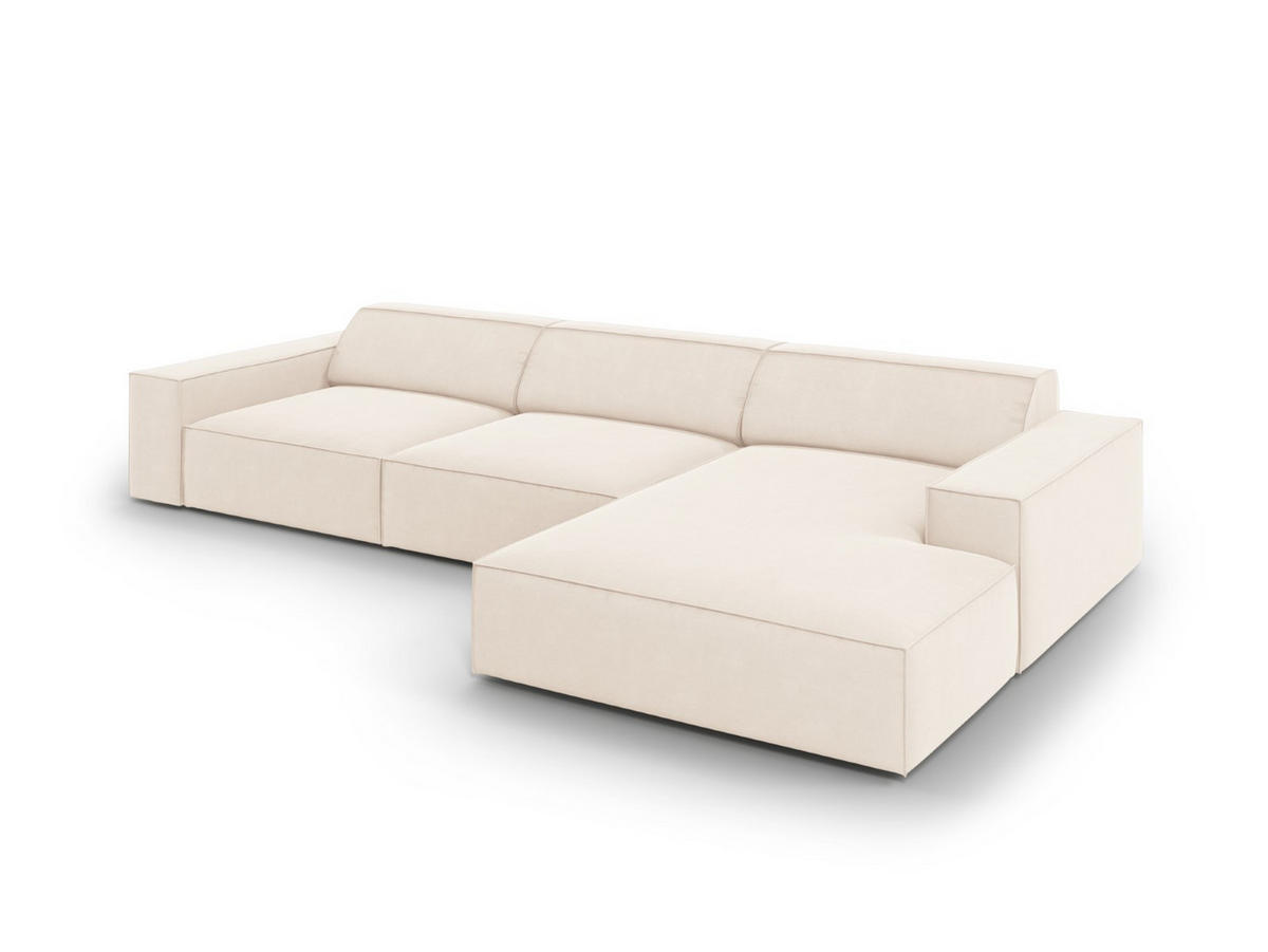 ECKSOFA rechts Jodie aus Samt leichtes beige 4 Sitzplätze - Beige, Textil (166/284cm) - Micadoni
