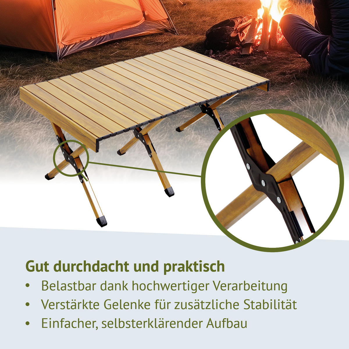 CAMPINGTISCH klappbar aus Aluminium Holzoptik - Naturfarben, Metall (60/119/44.5cm) - JAWINIO