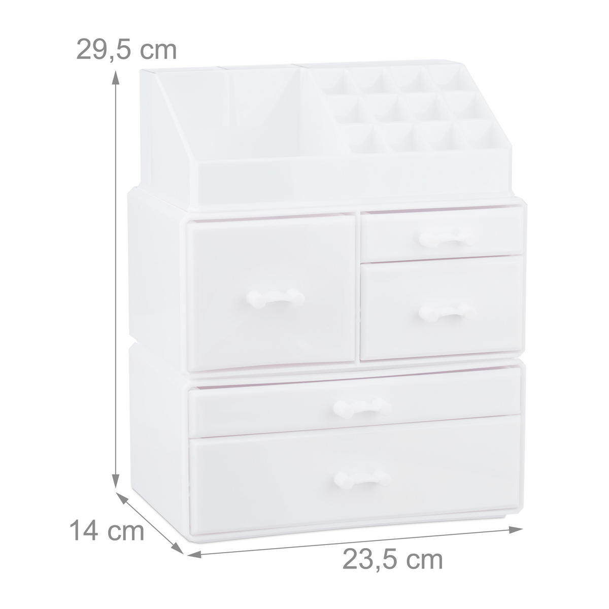MAKEUP Organizer - Weiß, Kunststoff (23.5/29.5/14cm) - Relaxdays