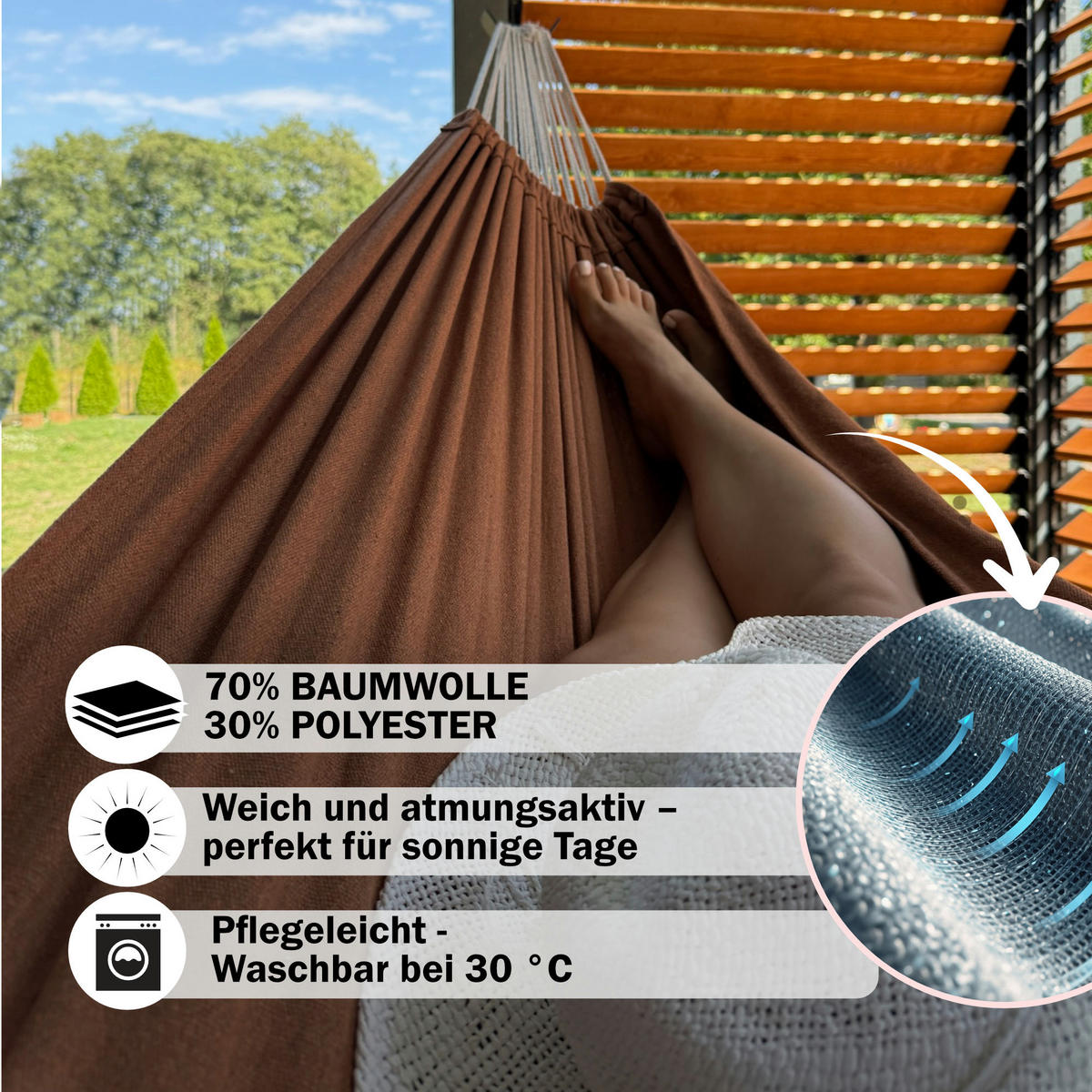 HÄNGEMATTE mit Gestell, Metall, Braun, einfache Montage - Hellbraun, Metall (98/110/250cm) - Potenza