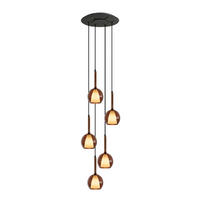 GALERIELEUCHTE Belluna 5-flammig Braun Ø 14cm - Braun, Glas (14/14/35cm) - s.luce