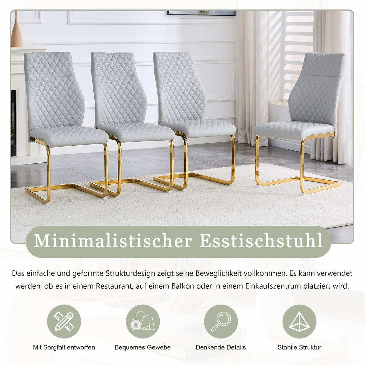 SCHWINGSTUHL DE-36566 2er-Set mit PU-Bezug und Metallrahmen Hellgrau - Hellgrau, Metall (63/100/43cm) - ComfortXL