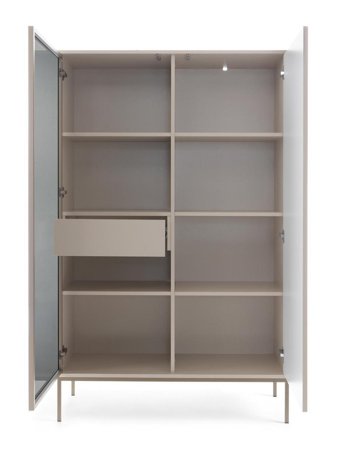 VITRINE Sentino Kaschmir, Zweitürige Hochvitrine mit LED - Kaschmir, Holzwerkstoff/Metall (104/166/39cm) - Bettso