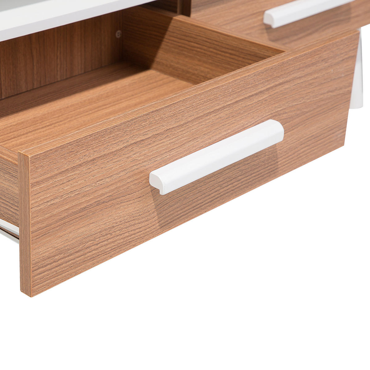 COUCHTISCH heller Holzfarbton/weiß rechteckig Alloa - Hellbraun/Weiß, Holzwerkstoff (60/100/45cm) - Beliani