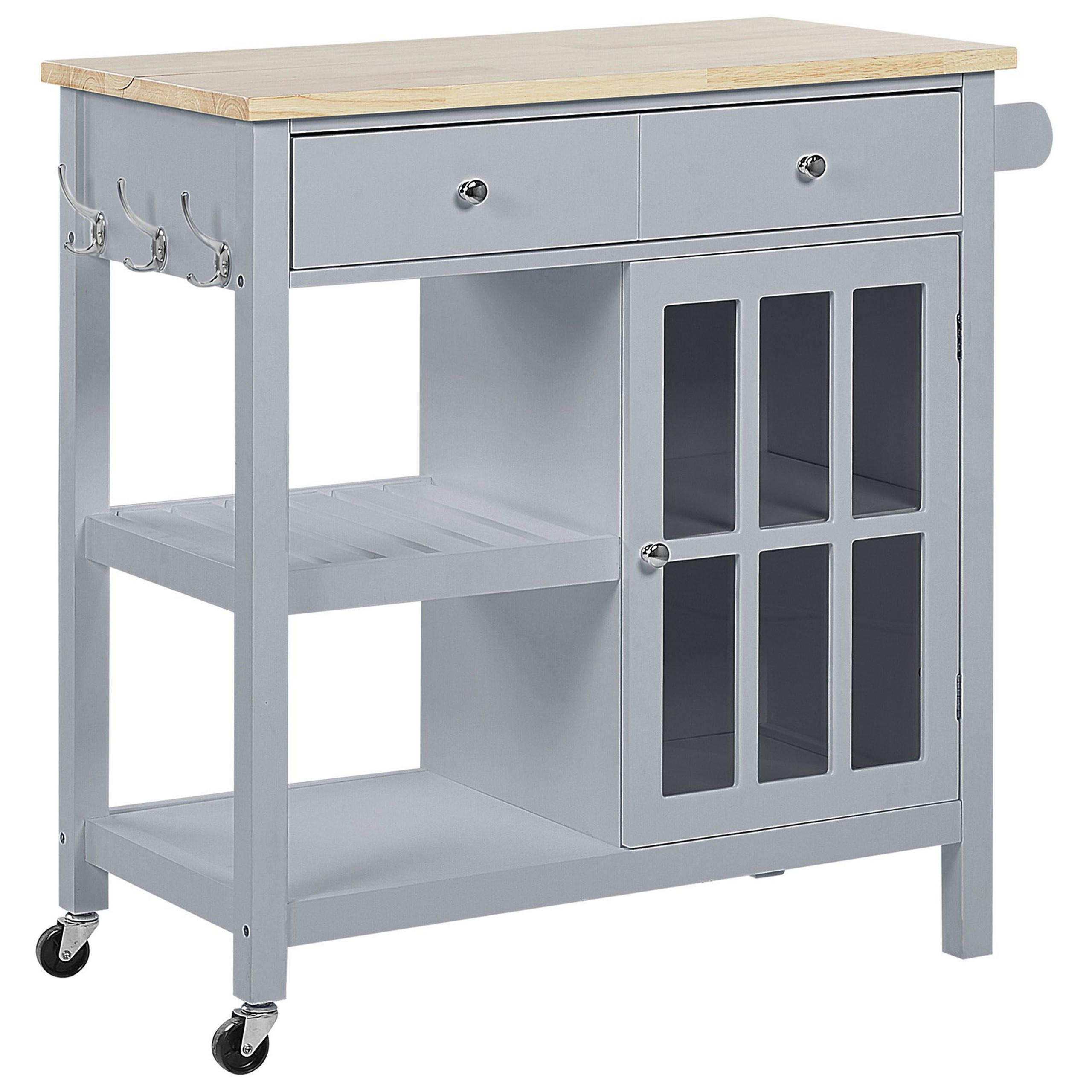 Beliani Servierwagen Dunkelgrau, Braun 80x88x43 cm