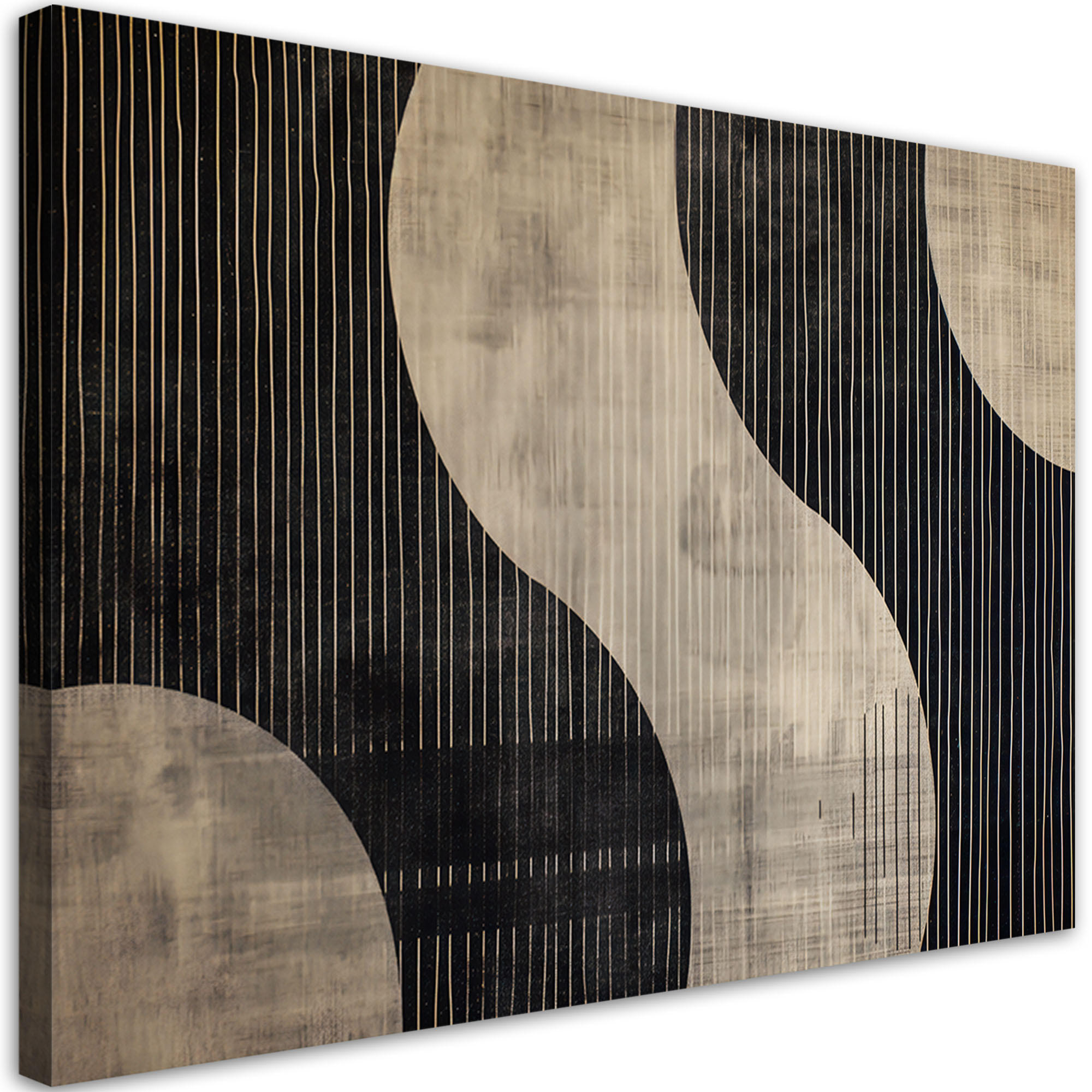LEINWANDBILD Beige Retro Abstraktion 100x70cm - Schwarz, Textil (100/70cm) - Feeby
