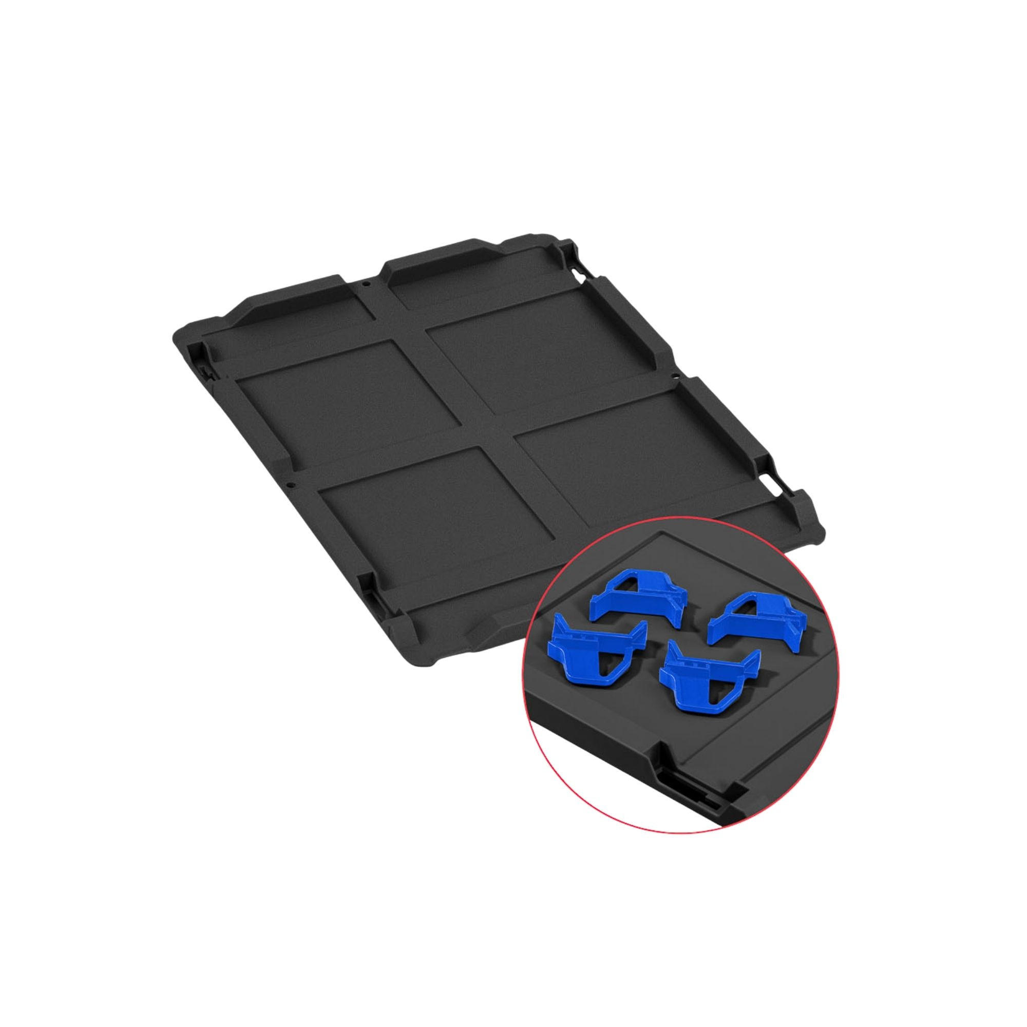 EUROBOX 4x NextGen Color mit Auflagedeckel 32x30x40 cm 30 Liter Schwarz Griffe blau zu - Blau/Schwarz, Kunststoff (30/32/40cm) - PROREGAL