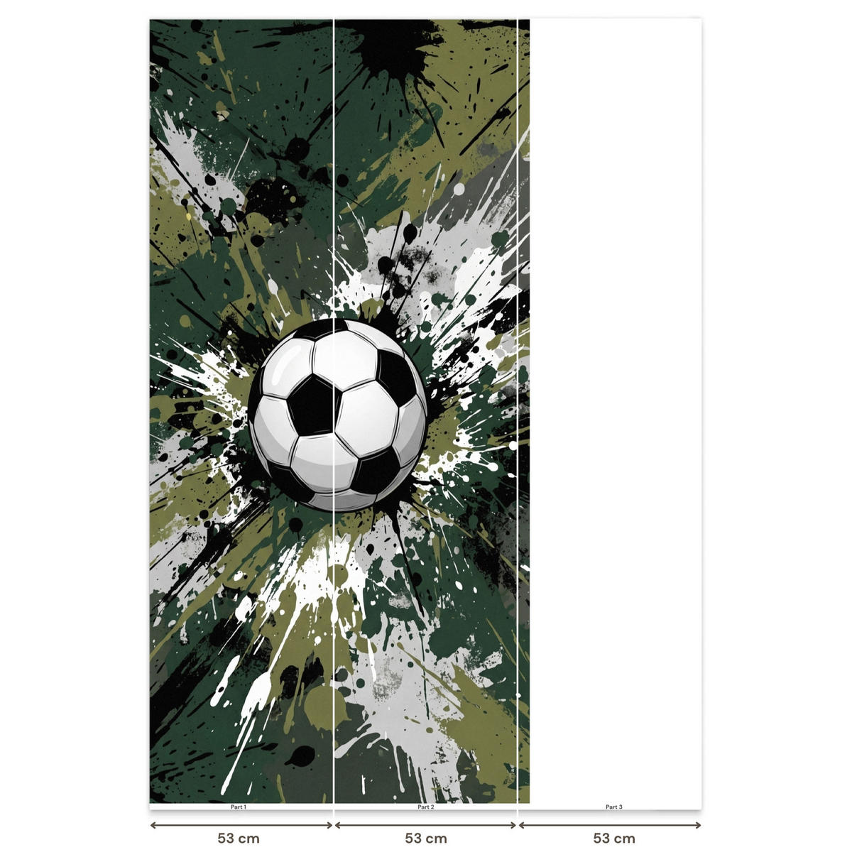 KINDERTAPETE - Fußball - Farbe - Spritzer - Grün - 100x200 cm - Dunkelgrün, Papier (100/200cm) - OnlyWow