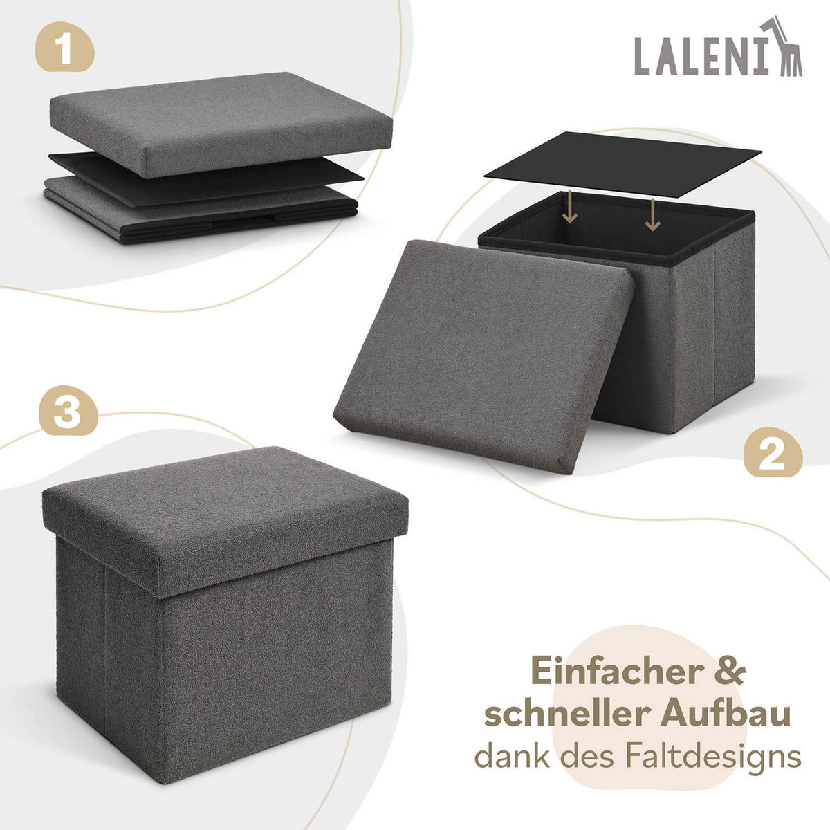 SITZHOCKER 41/31/31 cm, faltbar, Altrosa - Altrosa, Kunststoff (31/31/41cm) - Laleni