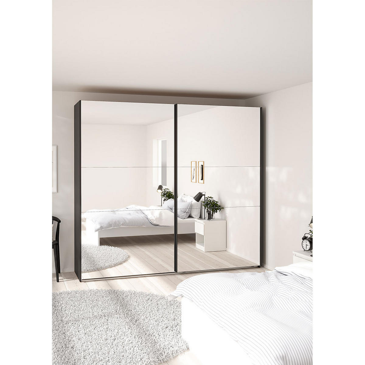 SCHIEBETÜRENSCHRANK, Como, Schwarz, Holzwerkstoff, 244 x 67 x 221 cm - Schwarz, Holzwerkstoff (244/221/67cm) - ebuy24