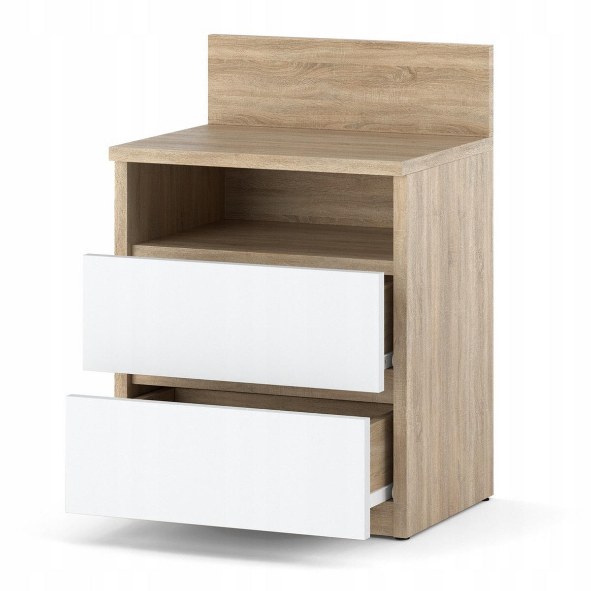 NACHTTISCH - Sonoma Eiche/weiß - Weiß/Sonoma Eiche, Holz (40/59/32cm) - Stiv Meble