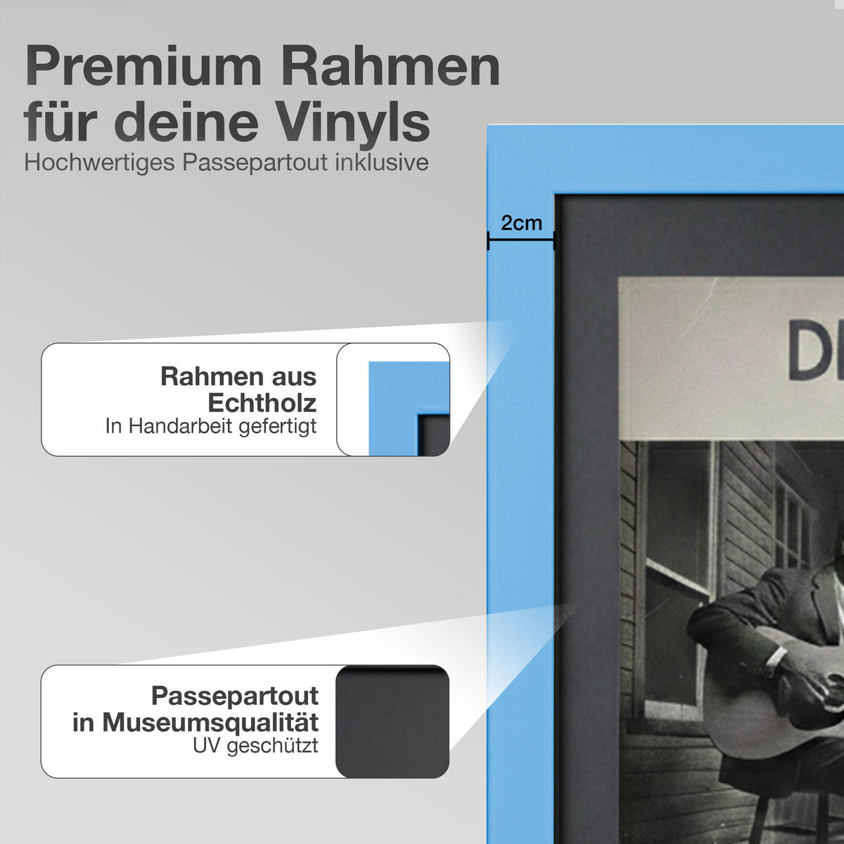 SCHALLPLATTEN BILDERRAHMEN 40/40 2er Set - Hellblau, Holz (40/40cm) - K-Möbel