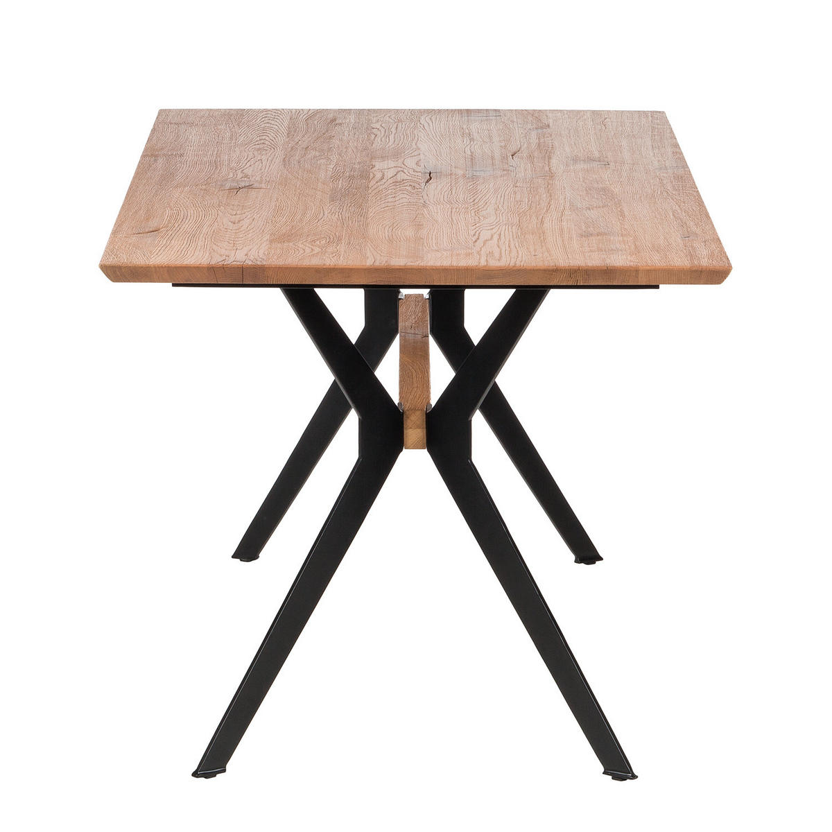 ESSTISCH - Zerreiche / Wildeiche massiv / Metall - Braun, Holz/Metall (90/180/76cm) - home24