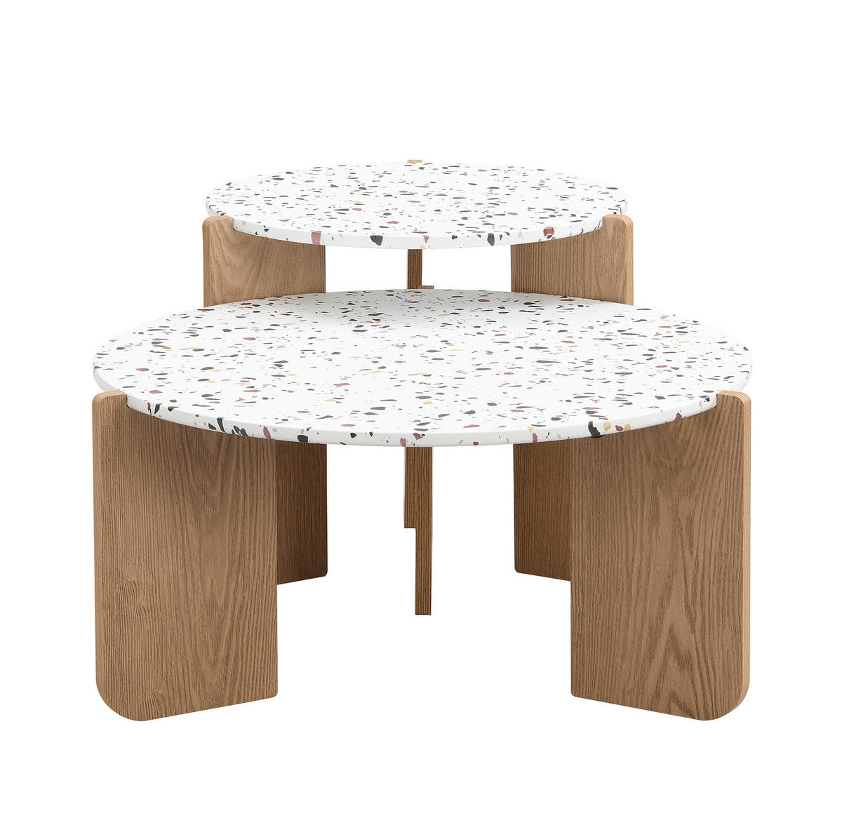 COUCHTISCH-SET 70/70/35 & 50/50/45,5 cm aus MDF, 2-teilig im Nesting-Design - Weiß, Holzwerkstoff (70/70/35cm) - Flora Grace
